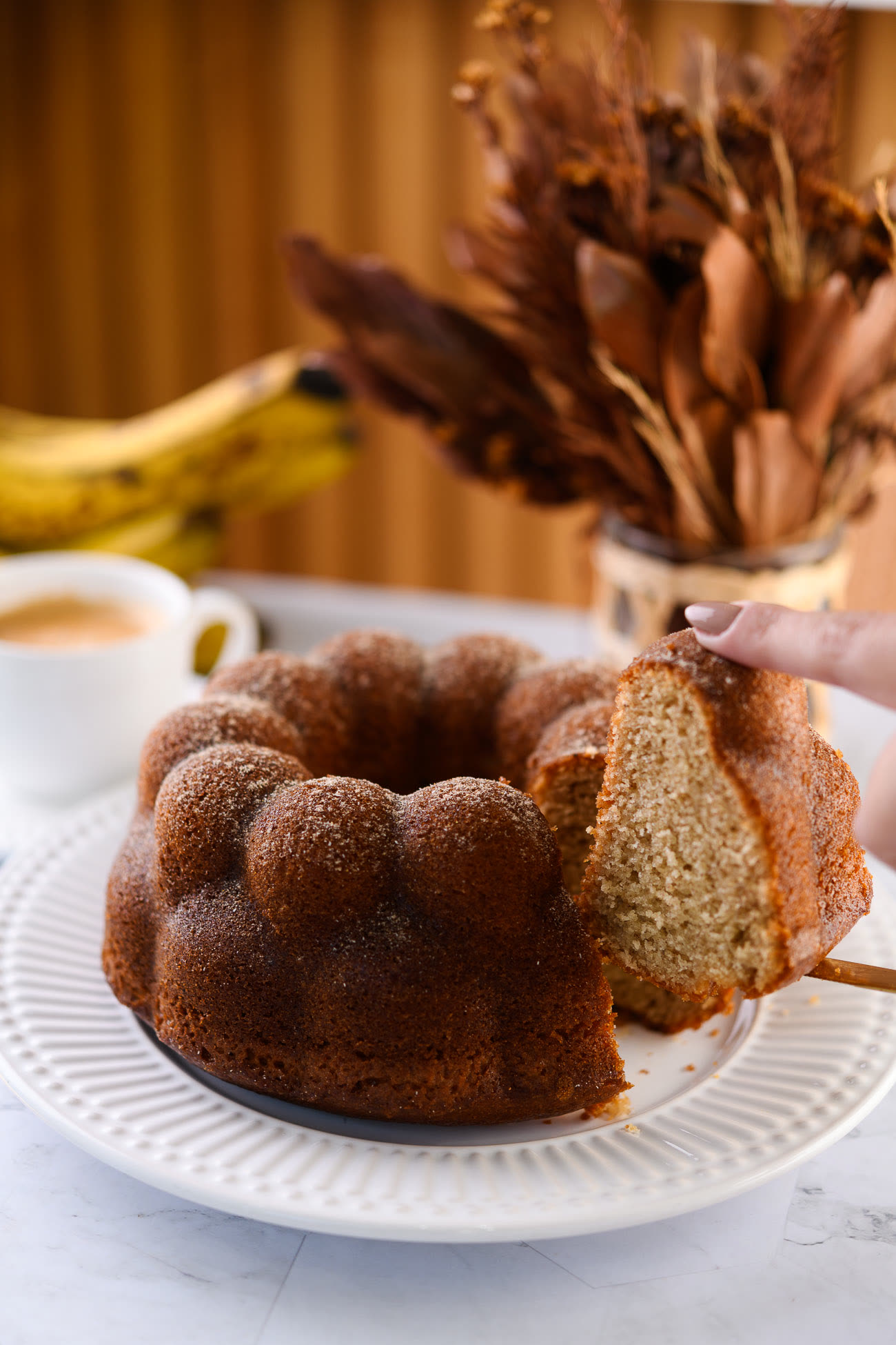 Bolo de banana com canela
